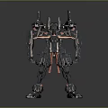 Futuristic Sci Fi Robot Character For Game And Movie With Black Red Mechanical Armor Design