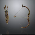 Traditional Bow and Arrow Weapon Set with Decorative Quiver and Feathered Arrows