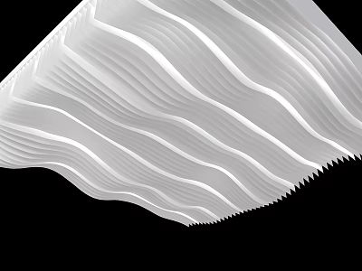 Elegant Modern White Ceiling Design With Wavy Lines And Textured Surface 3d model