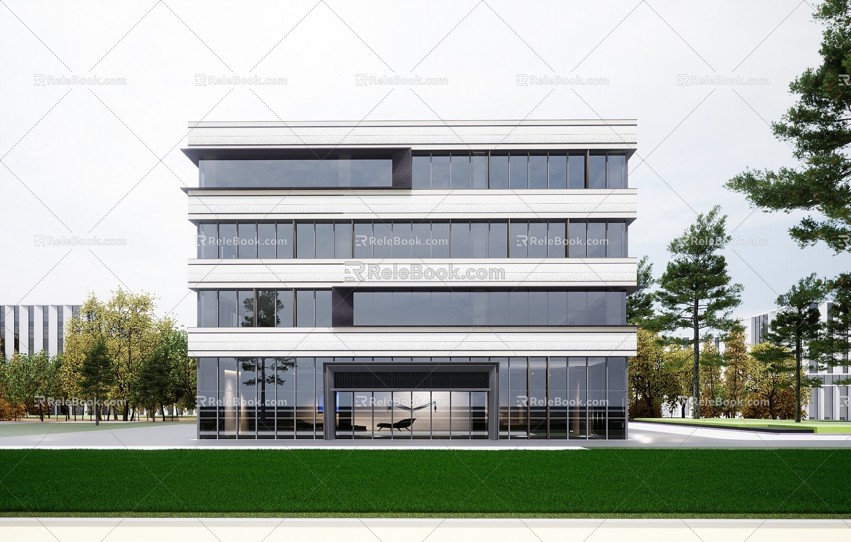 Modern Industrial Factory Building Multi-storey Factory Building Modern Factory Building Square Factory Building Multi-storey Office 3d model