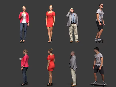 Human Models In Various Poses With Different Clothing And Multiple Angles 3d model