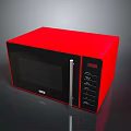 Red Microwave Oven With Black Panel Silver Handle Control Buttons And Display Screen 3d model