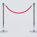 Gold And Silver Stanchions With Red Ropes For Event Crowd Management 3d model