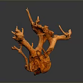 Wooden Carving with Orange Root Branch Shape Artistic Decorative Home Decor Piece