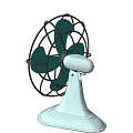 Vintage Electric Fan With Blue Base Black Blades And Metal Grille Design