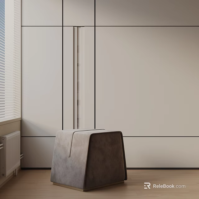 Modern Living Room Interior With Minimalist Fabric Covered Side Table And Sleek Wooden Leg Design 3d model 