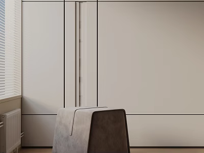 Modern Living Room Interior With Minimalist Fabric Covered Side Table And Sleek Wooden Leg Design 3d model