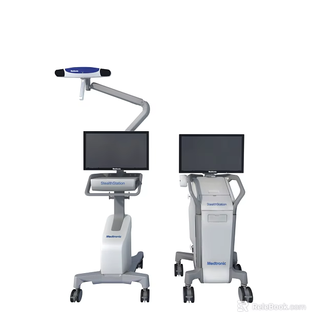 Medical Devices Featuring Dual Monitors Mobile Stands And Adjustable Arm Structures 3d model
