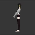 3D Character With Brown Short Hair Gray Top Maroon Cut Pants Standing On Gradient Background