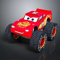 Red Cartoon Toy Truck With Big Eyes Flame Patterns And Large Tires