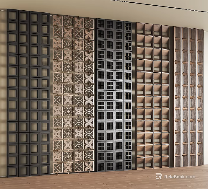 Modern Room Dividers With Geometric Patterns And Grid Designs In Various Styles 3d model 