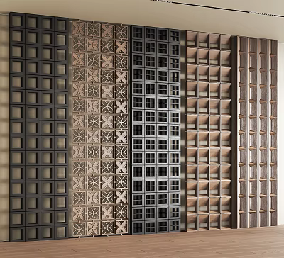 Modern Room Dividers With Geometric Patterns And Grid Designs In Various Styles 3d model