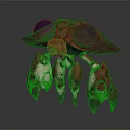 Game and Movie Fantasy Character With Red Pink Body Large Purple Eyes and Multiple Legs