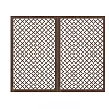 Wooden Partition With Double Panel Grid Pattern For Home Interior Design 3d model