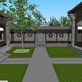 Ancient Chinese Architectural Complex Featuring Courtyard Pond Rockery And Greenery 3d model