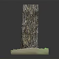 Natural Wooden Stump Decor With Stone Base And Green Moss Accents