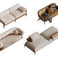 Modern Double Sofa Sofa Leather Sofa 3d model