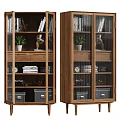 Wooden Display Cabinet Shelves With Glass Doors Storage Books Decorative Items And Organizer Boxes