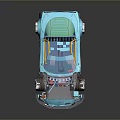 Turquoise Custom Race Car With Exposed Engine And Oversized Wheels 3d model