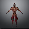 Red Decorative Warrior Armor With Intricate Patterns And Detailed Full Body Design