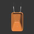 Sturdy Orange Wheelbarrow With Silver Metal Frame And Single Rubber Wheel Design