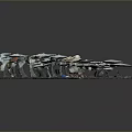 Various Colored Futuristic SciFi Models With Circular Platforms And Structures On Gray Base