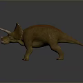 Realistic Triceratops 3D Model With Brown Orange Body Horned Dinosaur Detailed Textured Skin Standing Pose
