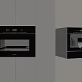 Black Built-in Kitchen Oven And Coffee Machine With Modern Design Elements 3d model