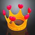 Fashionable Yellow Crown Jewelry With Red Heart Decorations And Stylish Design