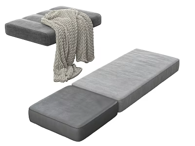 Soft Gray Cushions With Knitted Blanket Arrangement 3d model