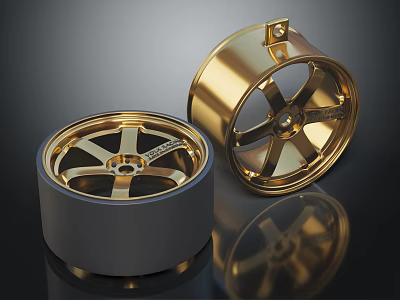 High Quality Car Parts Golden Wheel Rims with Elegant Metallic Design for Vehicles 3d model