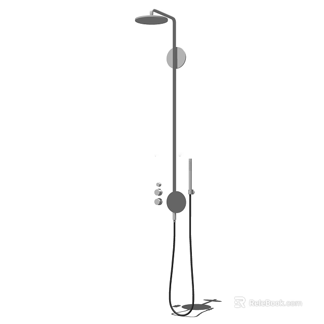 Modern Shower System with Overhead Round Head Vertical Bar and Handheld Sprayer 3d model 