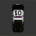 Police Car With Red And Blue Emergency Lights Black White Exterior And Side Badge