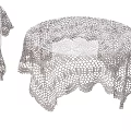 Elegant White Lace Tablecloth With Crochet Openwork Pattern And Scalloped Edge 3d model
