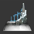 Natural Ice Landscape With Waterfall Blue Ice And White Base 3d model