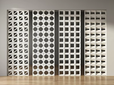 White Room Dividers With Triangle Circle Square Hollow Patterns For Interior Design 3d model