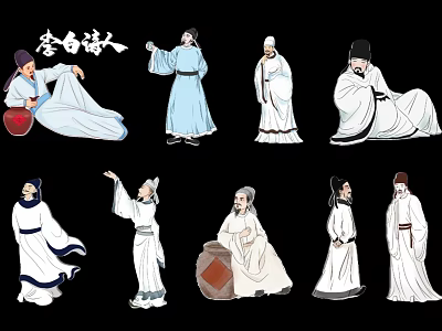 Artistic Traditional Chinese Ancient Literati Figure Hanging Decorations For Home Decor 3d model