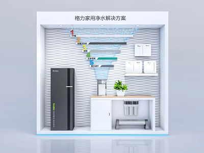 Gree Home Water Purification Solution With Household Appliances Refrigerator And Cabinet 3d model