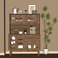 Modern Middle Style Sideboard 3d model