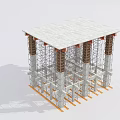 Construction Site With Scaffolding Support Columns And Concrete Floor Slab 3d model