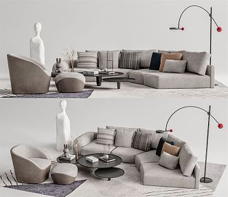 Quiet Sofa Tea Table Combination Sofa Coffee Table 3d model