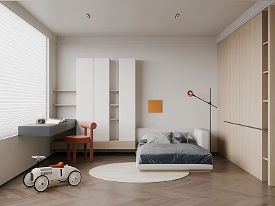 Children's Room Decorative Cabinet Wardrobe Desk Bookcase Children's Bed 3d model