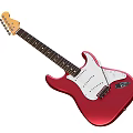 Red Electric Guitar Musical Instrument with White Pickguard and Wooden Neck for Music Enthusiasts