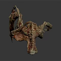 Slender Alien Creature Character With Large Red Eye And Rough Skin Texture