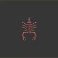 Pinkish Red Scorpion Model With Textured Body Pincers And Curled Tail On Reflective Surface
