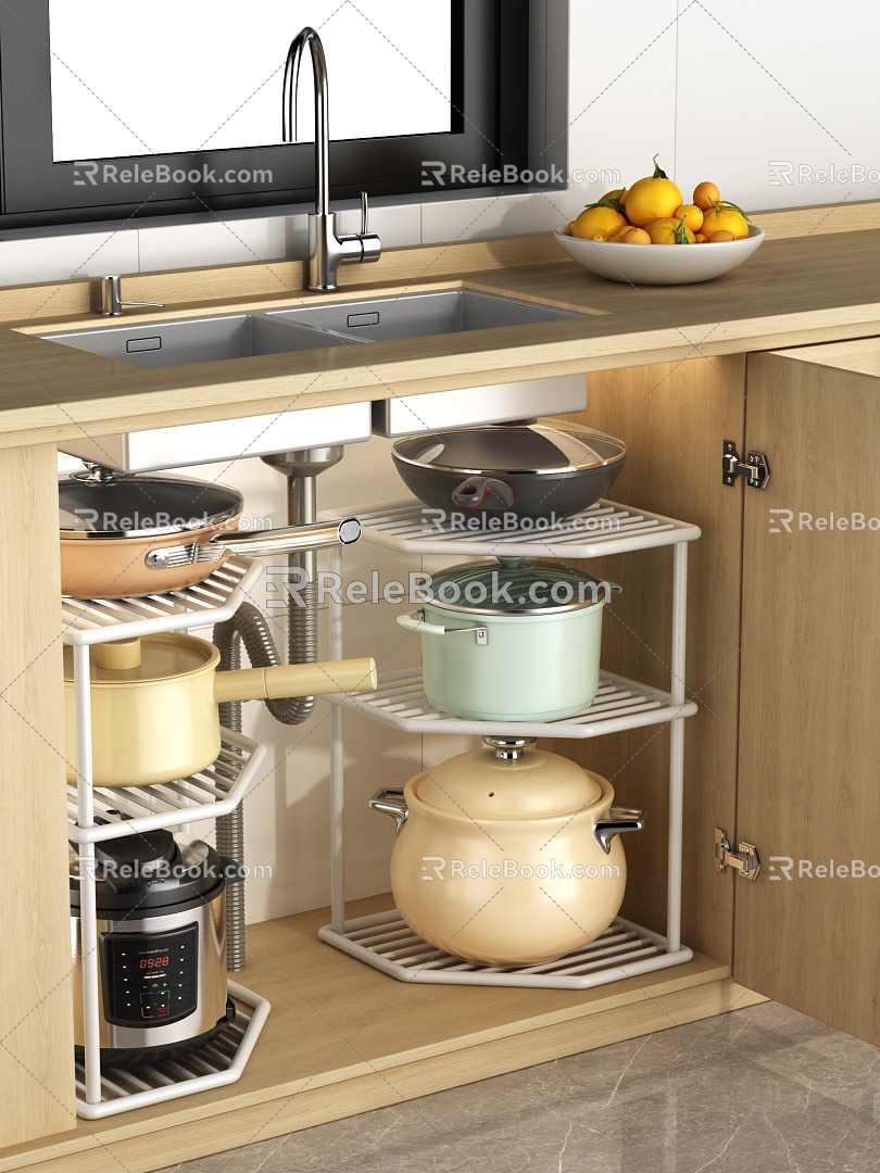 Pot Pot Rack Storage Rack Tripod Lower Sink 3d model