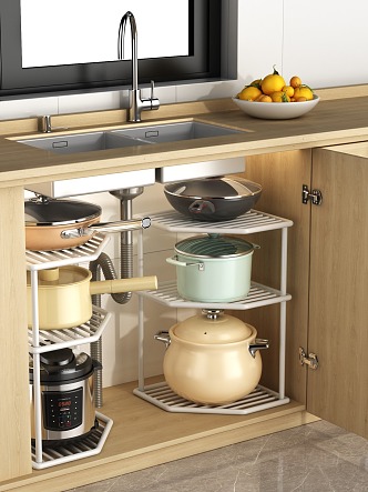 Pot Rack Storage Rack Tripod Lower Sink 3d model