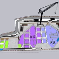 Aerial View of Road Facilities With Colored Zones Parking Areas Vehicles and High Rise Buildings