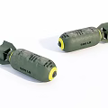 Green Military 500 LB Bombs With Yellow Bottom And Tail Fins