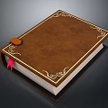 Classic Brown Leather Book With Intricate Gold Decorative Border Patterns And Pink Ribbon Bookmark